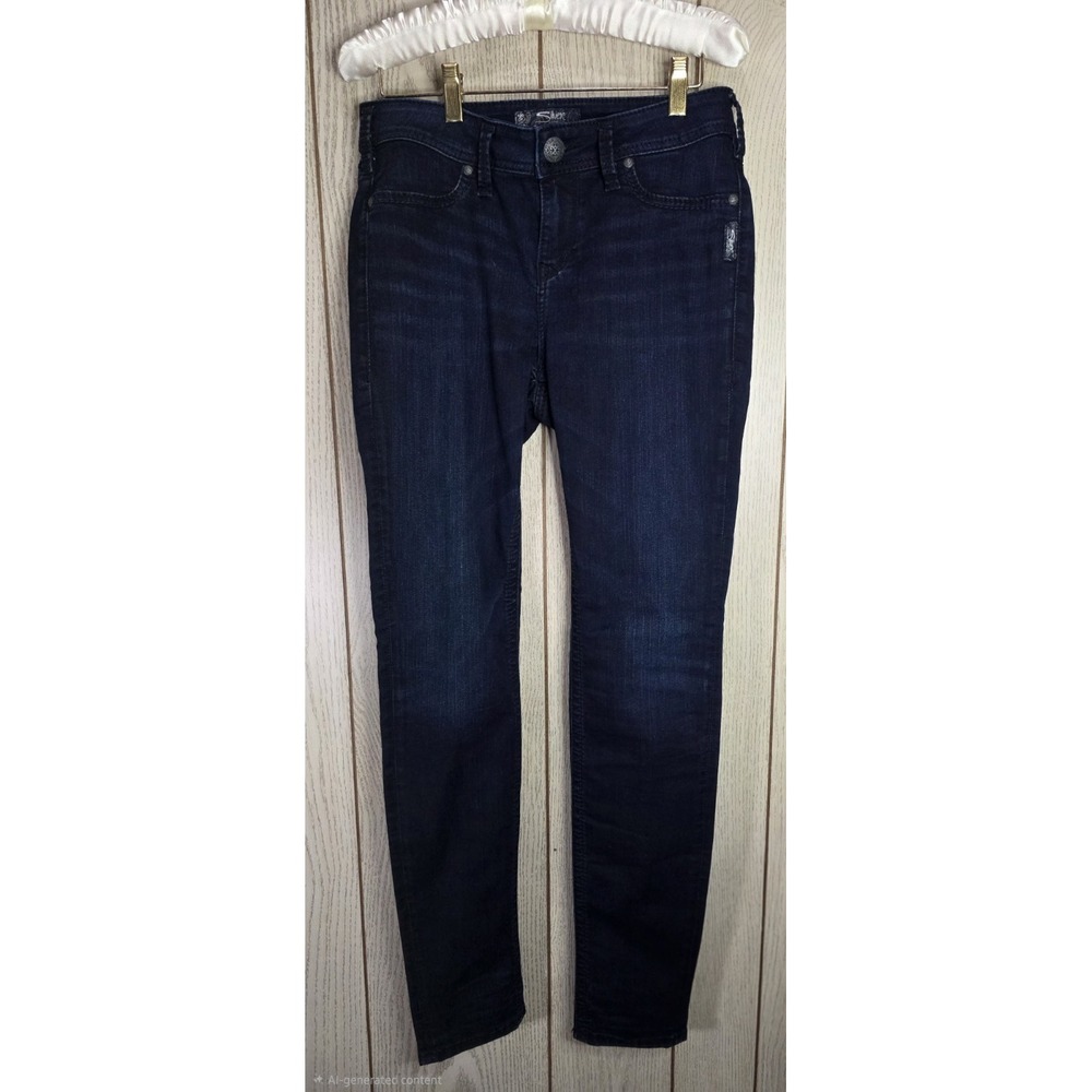Silver Jeans Co Suki High Super Skinny W28 L31 Dark Indigo Minimalist Streetwear